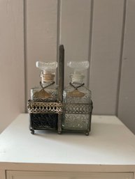 Vintage Glass Decanters With Amaretto/cafe Labels