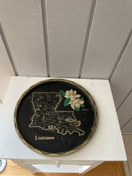 Vintage Louisiana State Map Tray