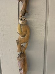 Vintage Carved Hanging Wooden Monkeys - Set Of 5