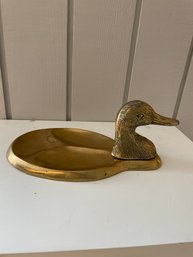 Vintage Brass Duck Trinket Valet Tray