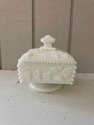 Westmoreland Beaded Milk Glass Candy Dish With Lid