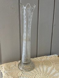 Mid Century LE Smith Swung Stretch Clear Ribbed Vase - 15' - 8 Fingers