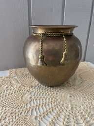 Vintage Brass Vase With Tassel