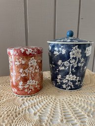 Vintage Lidded Tins With Floral Patterns - Made In England