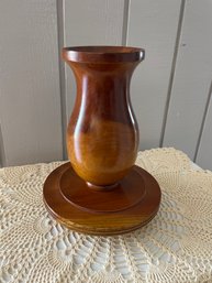 Vintage Wooden Vase With Stand - 2 Pcs