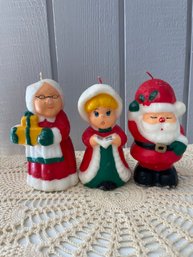 Vintage Lot Of 3 Christmas Candles