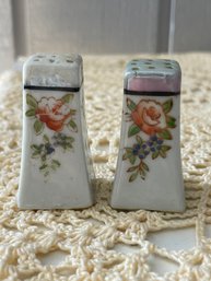 Vintage Hand Painted Mini Porcelain Salt And Pepper Shakers