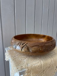 Carved Wooden Salad Bowl