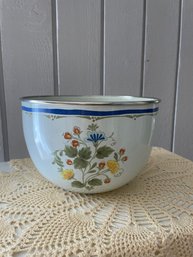 Vintage Kobe Kitchen Enamelware Bowl - Floral