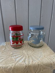 Vintage Glass Canister Collection: Carlton Glass Strawberry, Geese