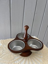 Mid Century Condiment Server With 5 Condiment Cups - 6 Pcs Total