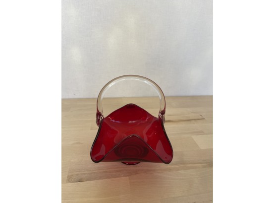 Vintage Ruby Red Crystal Basket - Baldwin Sterling