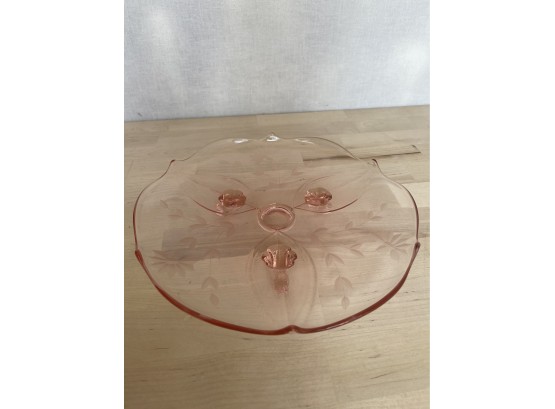 Pink Depression Glass Serving Plate