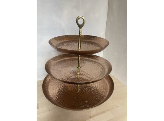 Hammered Copper 3 Tiered Stand