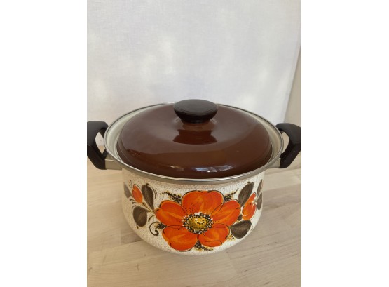 Vintage Sanko Ware Orange Poppy Pot