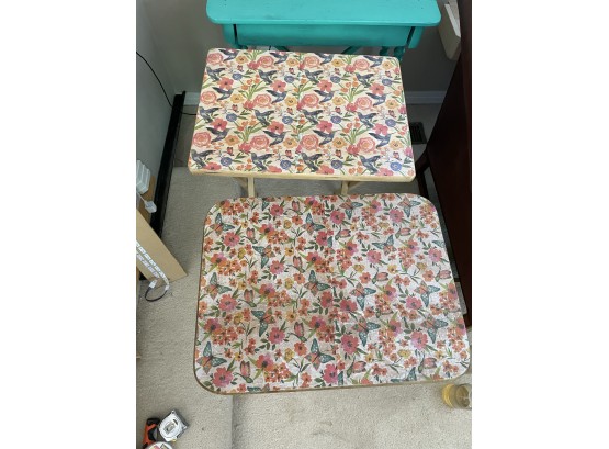 2 Floral TV Tray Tables