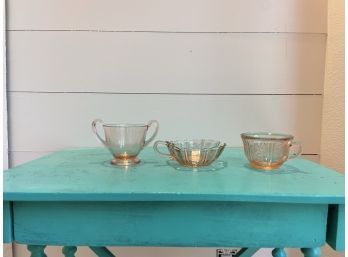 3 Pink Depression Glass Dishes