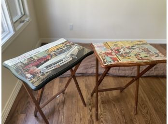 2 Vintage Decoupaged Tv Trays