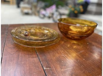 Amber Depression Glass Dishes