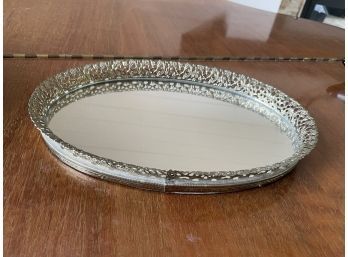 Vintage Handmade Oval Mirror Vanity Tray