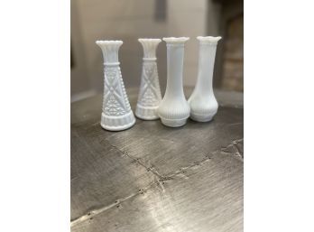 Milk Glass Vase Lot 2 (4 Pcs)