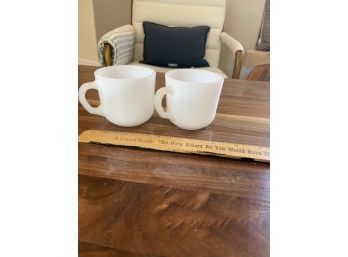Small Vintage Milk Glass Cups - Set Of 2