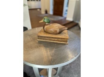 Wood Decoy Duck Coaster Holder With 6 Coasters