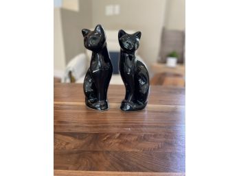 MCM Black Ceramic Siamese Cat - Set Of 2