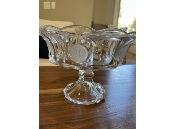 Fostoria Clear Coin Glass Compote Pedestal Fruit Bowl