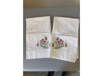 Vintage Embroidered Pillow Cases - Set Of 2