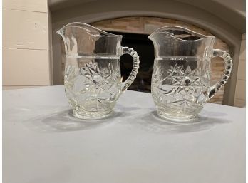 Vintage Small Cut Glass Pitchers - Set Of 2