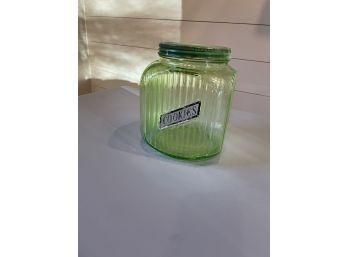 Large Vintage Green Hoosier  Cookie Jar