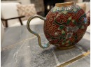 Vintage Vase 2 Piece Set - Painted Brass Teapot And Keltcraft Vase