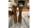 Vintage Nasco Wood And Brass Salt And Pepper Shakers - 10'