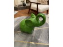 Vintage Ceramic Green Elephant Piggy Bank