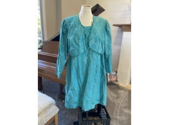 Vintage Teal Dress And Coat - 2 Piece Set By Ariana