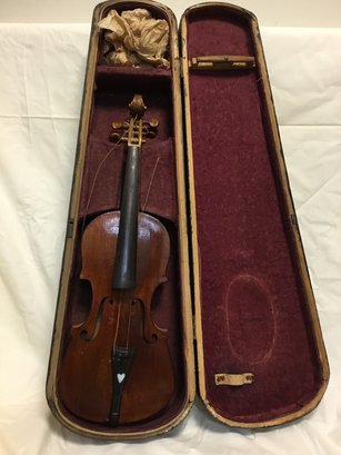 Antique Violin In Wood Case
