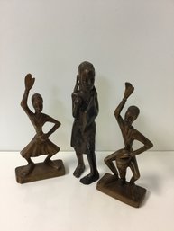 Lot Of 3 Wood Figures