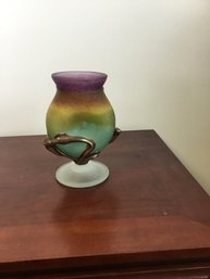 Vintage Studio Art Glass Vase Signed By Artist