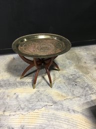 26x18x18 Vintage Oval Brass Tray Spider Table