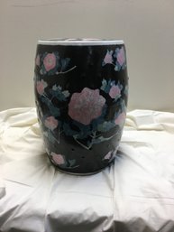 Vintage Black Ceramic Garden Stool 20 Inches Tall