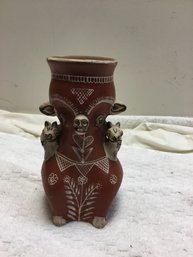 8 Inch Tall Tribal Clay Vase
