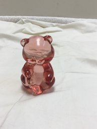 Pink Glass Bear Paperweight