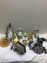 Box Lot Of Vintage Light Fixtures