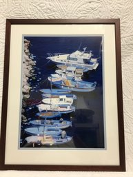 17.5x23 Framed Boats At Jetty