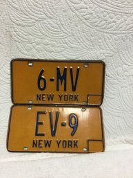 Lot Of 2 Vintage NY License Plates