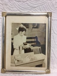 Vintage Framed Photo Of Nurse With Baby 9x11