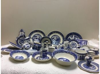 Lot Of Decorative Blue Dinnerware