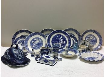 Lot Of Decorative Blue Dinnerware #2