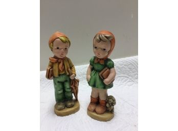 2 Hand Painted 9 Inch Tall Figurines